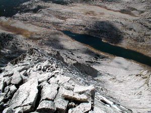 Looking down at the west ridge of Conness