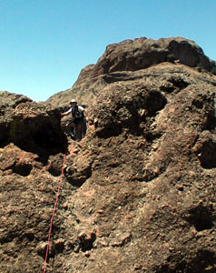 Chris Hibbert waits in the gap Machette Ridge