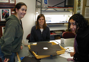 salt tray covered with paper to catch crater ejecta