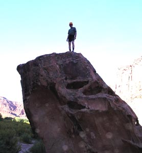 Paul Doherty on a boulder Hurrah Pass road