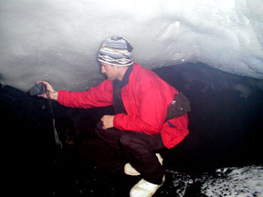 Inside an ice tower.