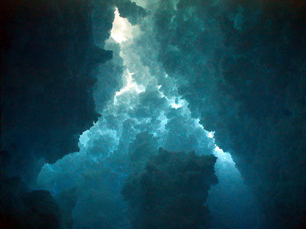 The blue roof of an ice cave