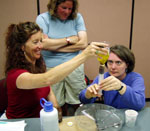 inject chocolate pudding into a small PET bottle of lemon Jello