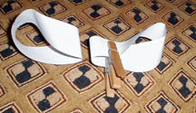 Two mobius strips held ready to collide