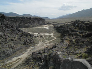 view downstream from fossil falls CA