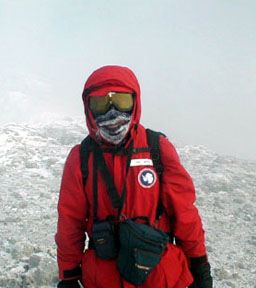 Paul Doherty in is Antarctic Spacesuit.