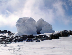 The entrance to an ice tower on Erebus.