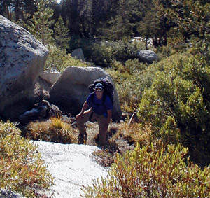 Paul Morgan on the climber's trail to upper young lake