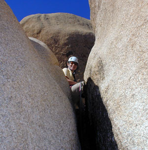 Morresa Meyer at the top of Gsrgoyle crack