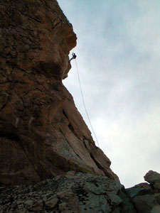 The two rope long lower rapell on the Obelisk.