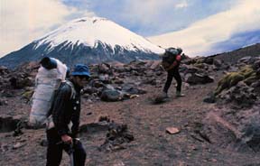 Paul backpacking in to Mt. Parinacota