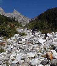 the start of the talus field leading to the CMC  camp