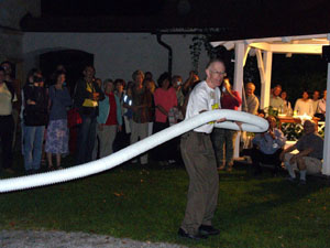 Paul Doherty plays giant whirly at Bistra Castle