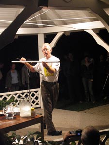 Paul Doherty plays the aluminum rod at bistra castle