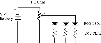 circuit for RGB LED's and 9 volt battery