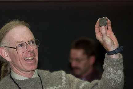 Paul Doherty holds a loadstone